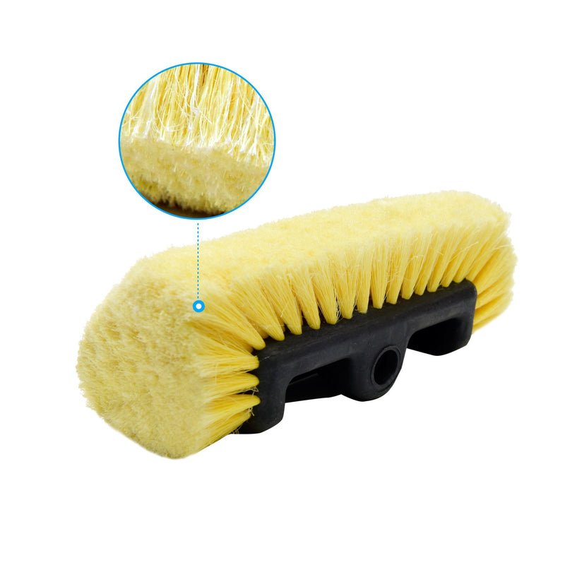 CARCAREZ 10" Car Wash Brush Head with Soft Bristle for Auto RV Truck Boat Camper Exterior Washing Cleaning, Yellow