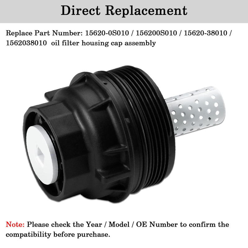 15620-38010 Oil Filter Housing Cap Assembly With Oil Plug Drain, Fit for Toyota Tundra, Sequoia, Land Cruiser & Lexus LX570, Replace 15620-0S010 15620-38010