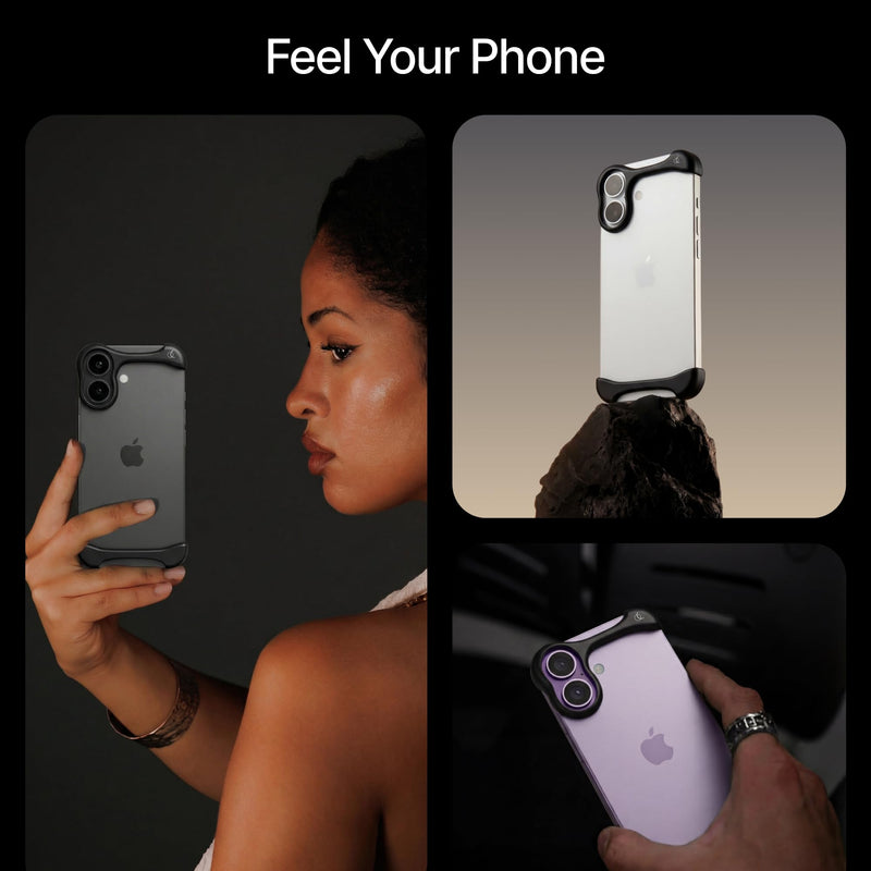 Arc Pulse Compatible with iPhone 17 Phone Case (2025), Minimalist Protective Shock Absorption Aerospace Grade Aluminum Shells + Elastomer Inlays Easy Fit 6.3 inch Matte Black