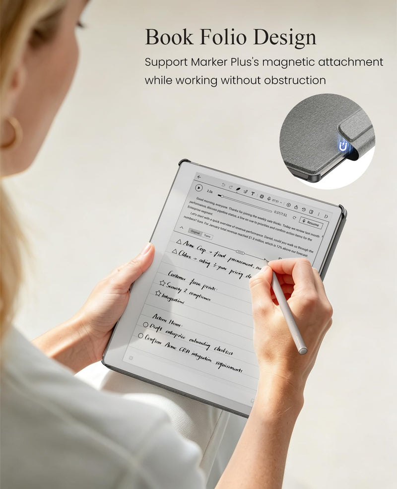 MoKo Case for Remarkable Paper Pure 10.3" 2026 with Pen Holder,Denim Gray | Slim protective hard shell folio cover with secure pen holder, Auto Wake & Sleep Denim Gray For reMarkable Paper Pure (2026)