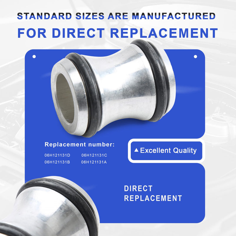 06H121131D 06H121131C Aluminum Water Pump to Oil Cooler Coolant Pipe Connector Joint Compatible with Audi A3 A4 A5 A6 A8 Q3 Q5 TT VW Golf Jetta Passat Tiguan Beetle Eos Seat Skoda