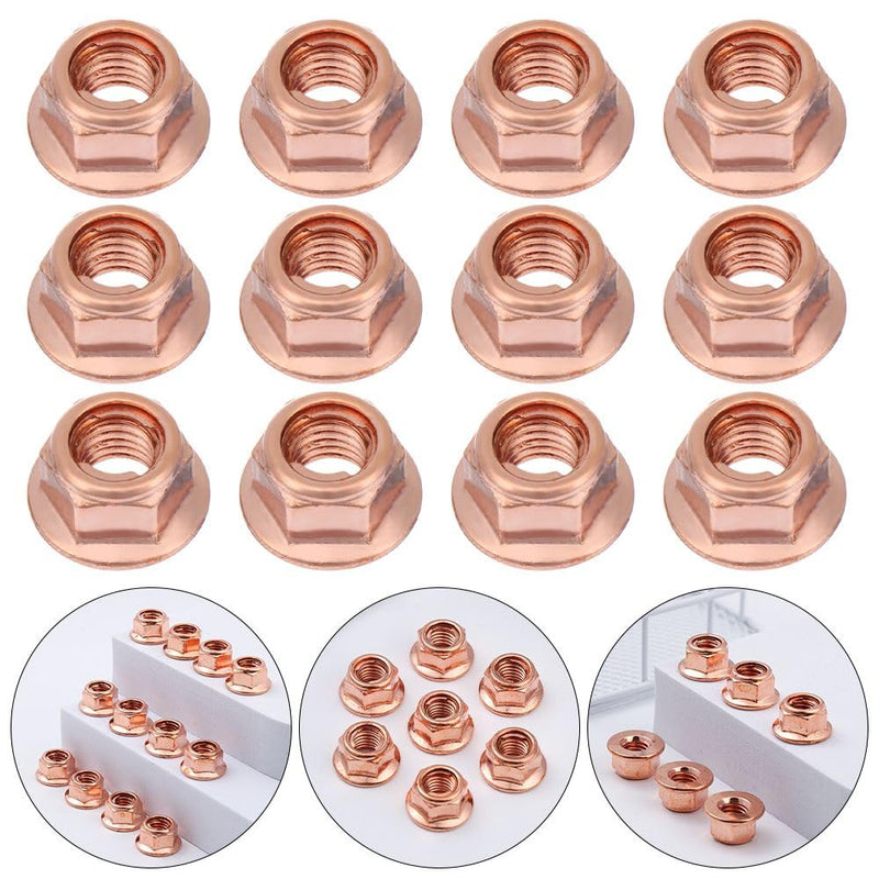 12Pcs Exhaust Manifold Nuts for Practical Copper Flashed Exhaust M8 Nut