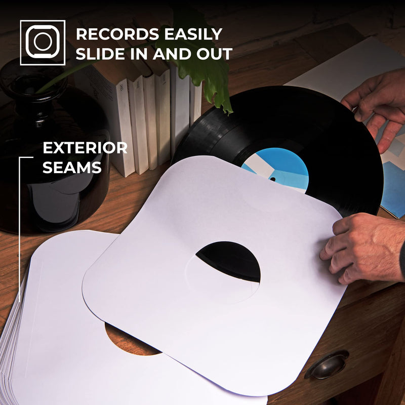 BIG FUDGE Vinyl Record Inner Sleeves 25x | Made from Heavyweight & Acid Free Paper | Album Covers with Round Corners for Easy Insert | Slim Record Jackets to Protect Your LPs & Singles | 12" 25