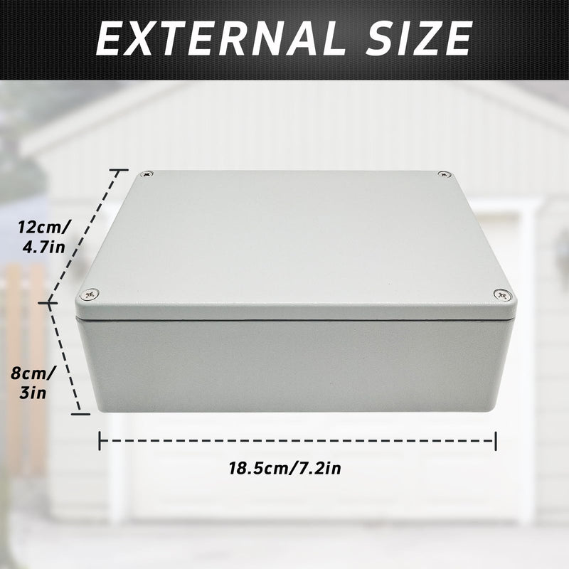 Waterproof Electrical Junction Box 7.4“x4.72”x3“D Aluminum Alloy Enclosure Project Box Dustproof Waterproof IP66 Aluminum Alloy Metal Junction Box Outdoor Electrical Universal Enclosure Box 7.4x4.72x3''