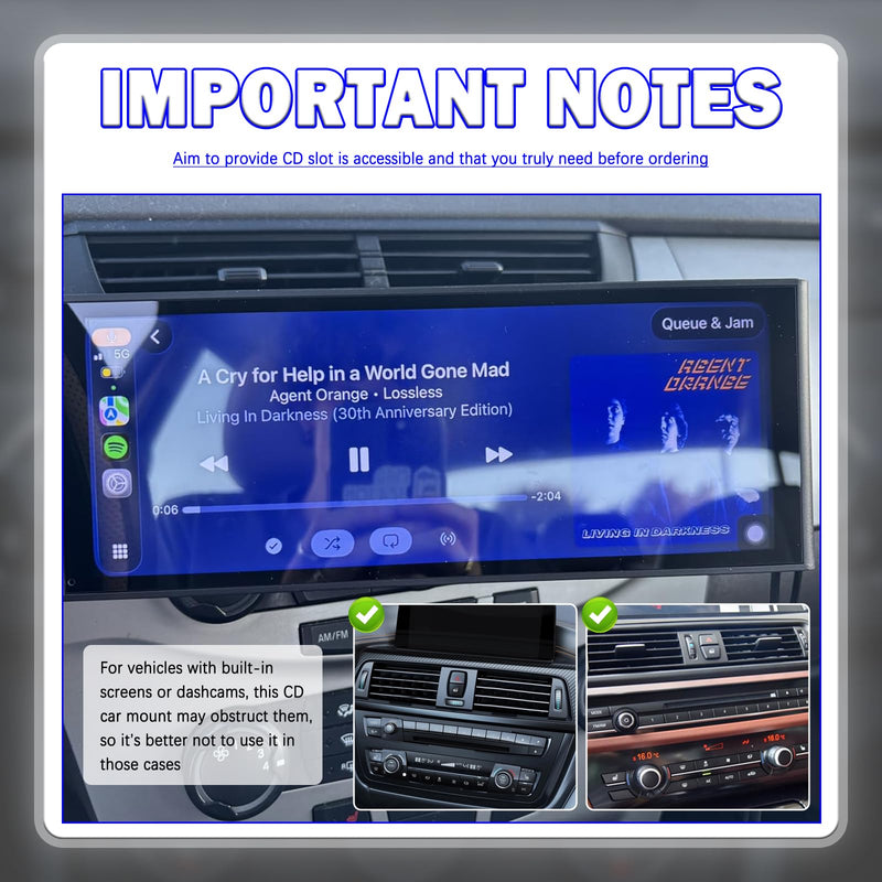 360° Rotatable CD Slot Mount for Carplay Screen,Non-Slip CD Mount | for Carplay Screen GPS Display,7"-10.5" Display Carplays CDs Mounts Car Accessories for Cars,SUVs
