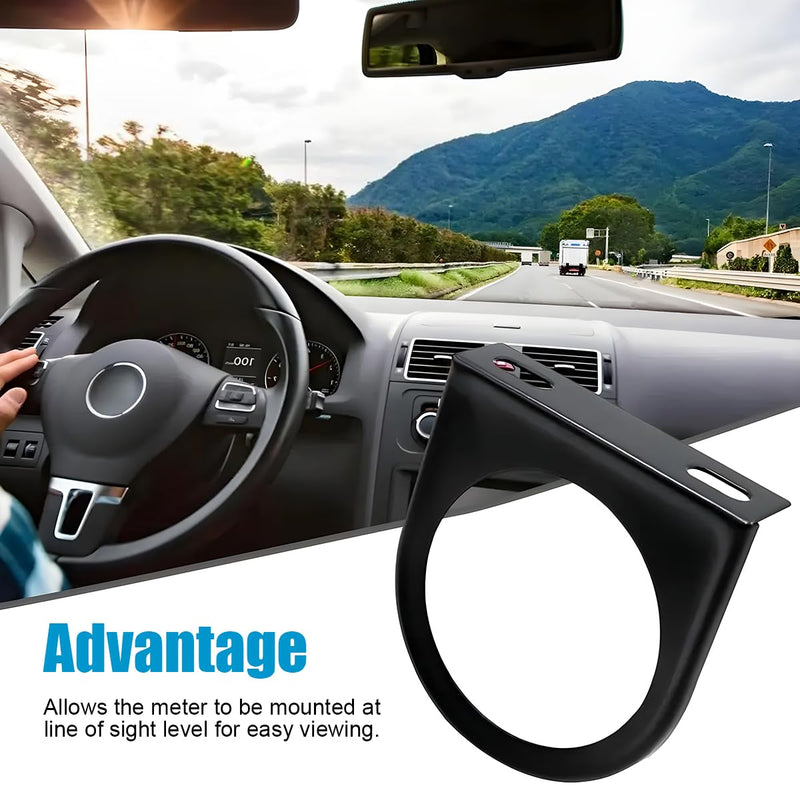 3PCS Car Gauge Mounting Panel, 2 Inch Vehicle Gauge Mounting Bracket with Single Hole, Auto Gauge Pillar Mount Pod Holder for Dashboard, Universal for SUV, Sedan, Truck (Black) Black