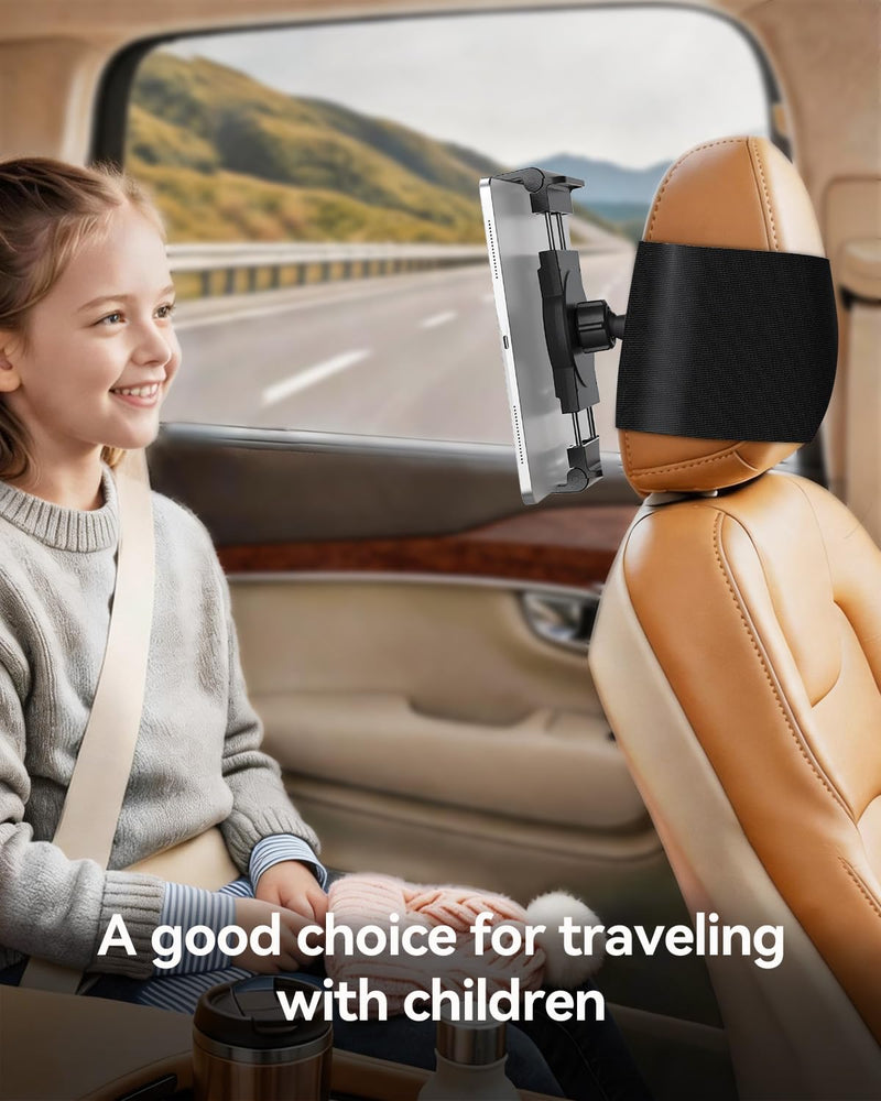 OHLPRO Tablet Holder for Car Headrest, 360° Rotating Tablet Mount for Back Seat with Velcro Strap, Tesla Model 3/Y, SUVs, Sedans & Minivans, Fits 5–13" iPad & Phones, Road Trip Essentials for Kids