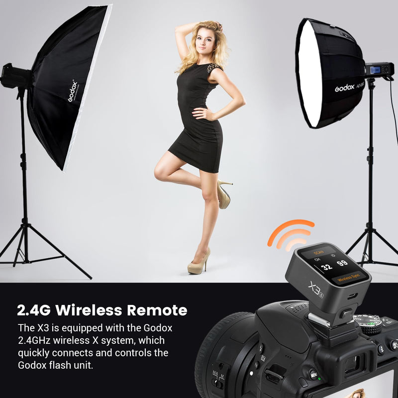 Godox X3S X3-S TTL Wireless Flash Trigger for Sony Camera, 2.4G Wireless Touchscreen Flash Transmitter, Support TTL Auto/Manual/Multi Flash, Built-in Lithium Battery, High-Definit OLED Screen
