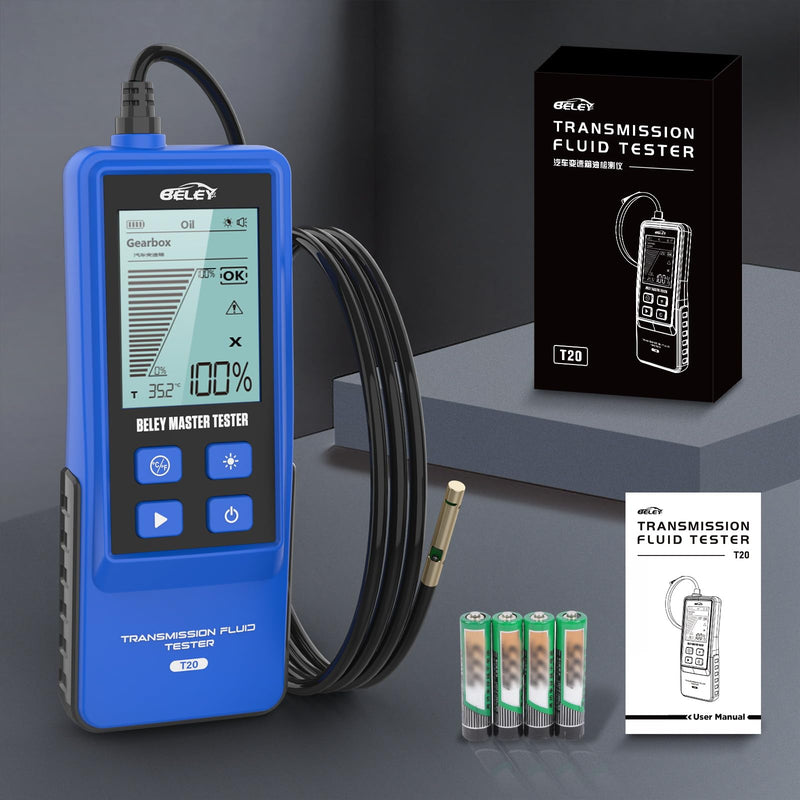 Transmission Fluid Tester Kit Gasoline & Diesel Gearbox Oil Diagnostic Tool High-Precision Diagnostic Analysis Tool with 31.5in Probe Transmittance/Temperature Testing, 2.8in Display (4 Batteries) Transmission Fluid Tester Kit -T20