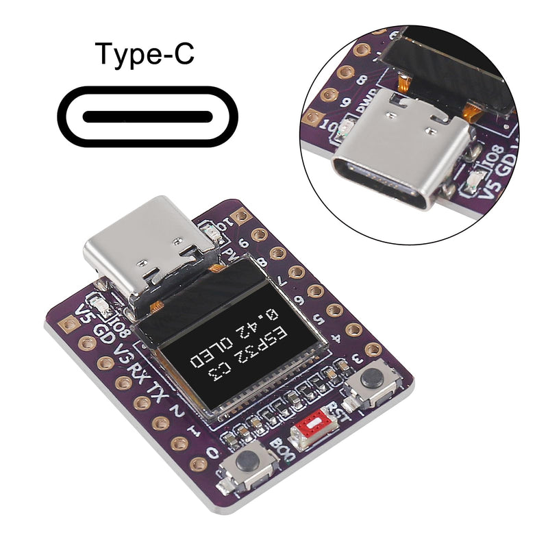 3PCS ESP32-C3 OLED Development Board with 0.42 Inch OLED Module Ceramic Antenna WiFi Bluetooth ESP32 Supermini Development Board 3PCS