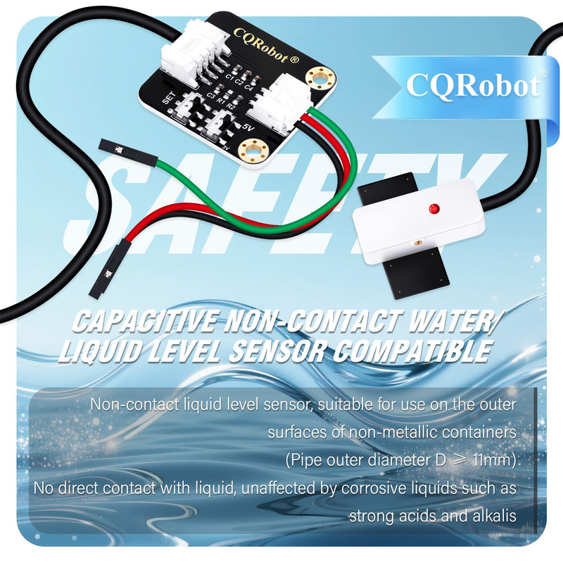 CQRobot Capacitive Non-Contact Water/Liquid Level Sensor Compatible with Arduino, Raspberry Pi and Other Motherboards. for Industrial Production, Aquarium, Chemical Solution, Agriculture, etc. Non-Contact Type-2