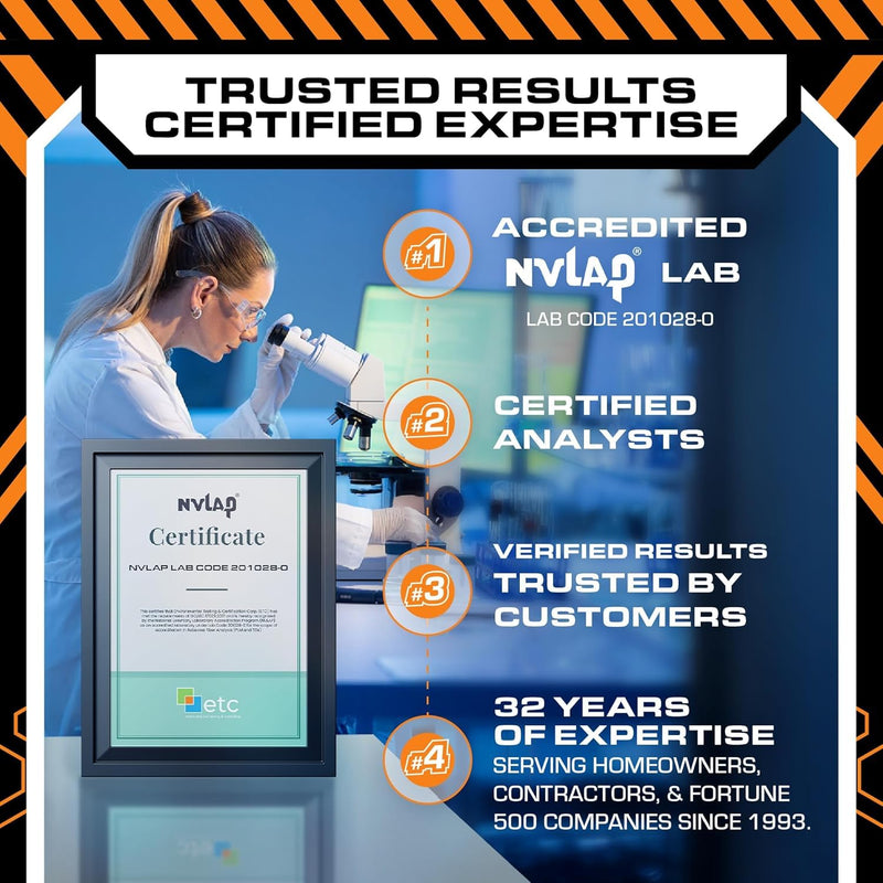 etc Asbestos Home Testing Kit DIY Sample Collection with NVLAP Accredited Lab Fee Included, Asbestos Test Kit, Protect Your Home & Family