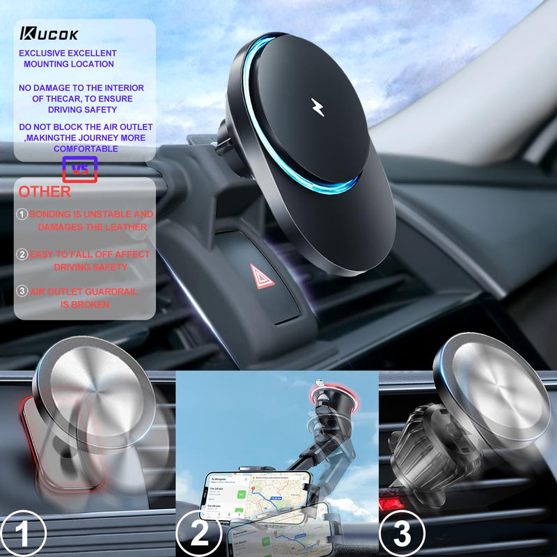 for MagSafe Tundra Mount Charger, Exclusive fits for Toyota Tundra 2014-2021, for iPhone 17/16/15/14/13/12/Mini Series, Intelligent Heat Dissipation Fast Charging 15W