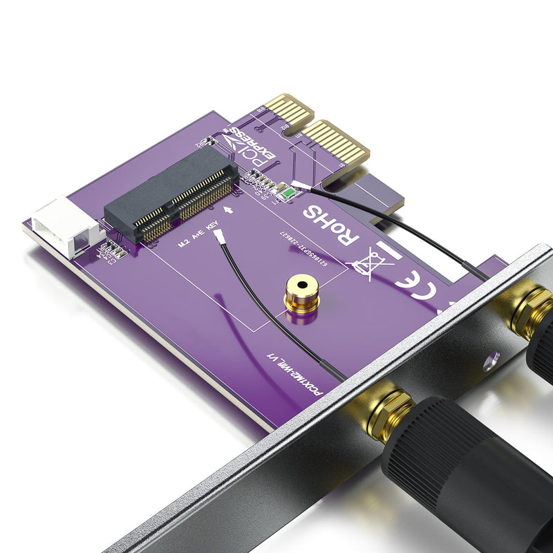 PCIe x1 to M.2 WiFi Bluetooth Adapter Card - Supports A+E Key NGFF Modules, Dual-Band 2.4GHz/5GHz with 2X 5dBi Antennas | Desktop Wireless Upgrade Solution