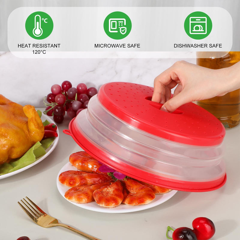 Hoolerry 4 Pack Microwave Splatter Cover for Food Silicone Lids Kitchen Gadget Set Microwave Cover with Water Steamer Kitchen Ware Set Splatter Cover(Green, Sky Blue, Red, Royal Blue) Green, Sky Blue, Red, Royal Blue