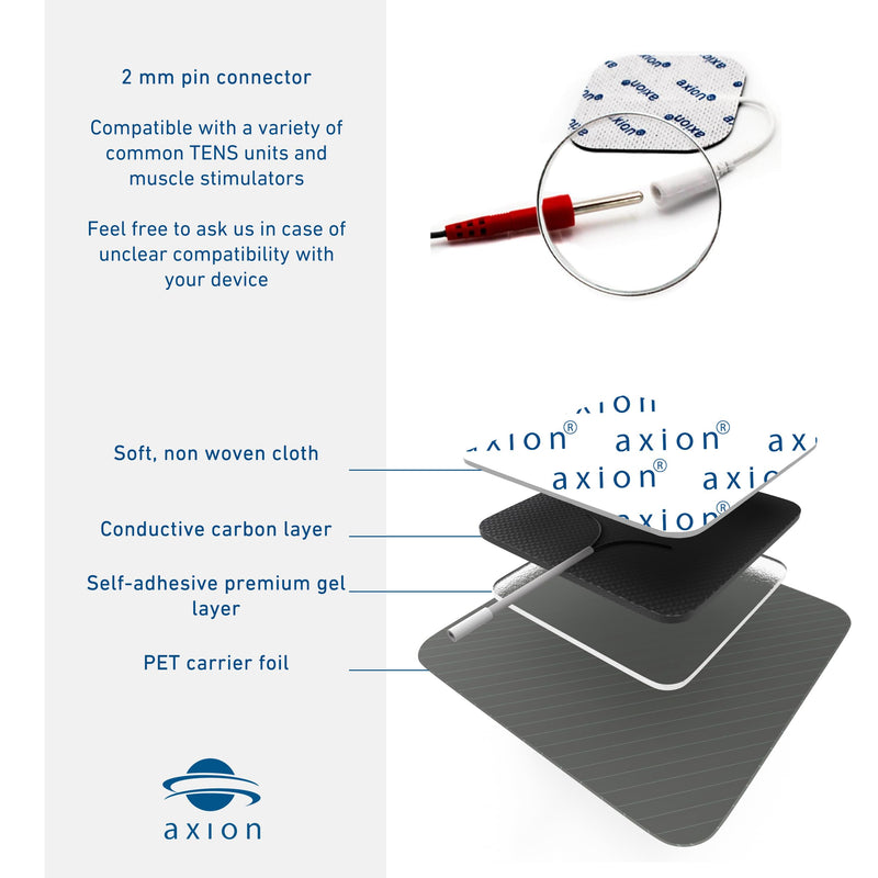 Axion Adhesive Electrode Set Ideal Shape for TENS Therapy on The Neck, Back and Shoulders with 5 Electrode Pads | Reusable Self-Adhesive Electrodes for TENS Units 06) 5pcs 4x7 & 4x5 & 13x1.8 in