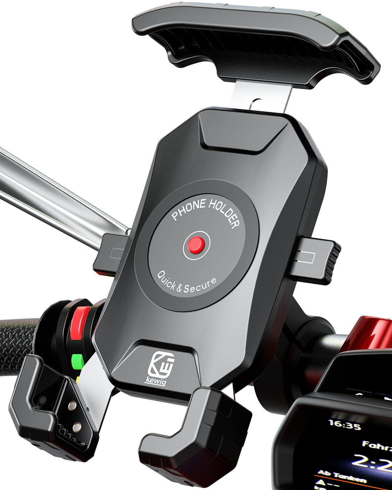  [AUSTRALIA] - BRCOVAN Motorcycle Phone Mount, [1s Lock] [One Hand Operation] Bike Phone Mount, Aluminum Alloy Mounting Base Handlebar Cell Phone Holder for Bicycle Motorcycle ATV Scooter Fit 4''-7'' Smartphones