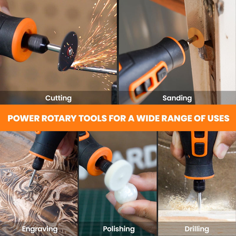 4V Cordless Rotary Tool Kit with 80Pcs, 4000mAh Long-lasting Battery, 6 Speeds 8000-28000RPM Rotary Tool with Digital Display for Cutting, Sanding, Polishing, Drilling, Engraving, DIY Crafts(Orange)