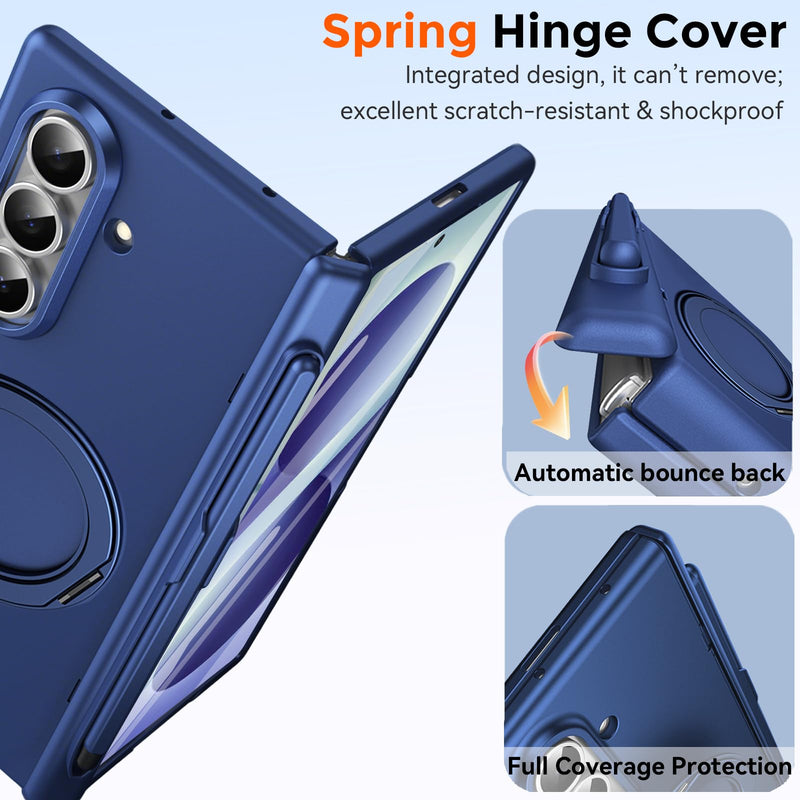 for Samsung Galaxy Z Fold 8 Ultra Case with S Pen Holder & Stylus, Compatible Magsafe Magnetic Ring Kickstand Screen Protector Full Coverage Hinge Cover Case for Z Fold 8 Ultra Darkblue
