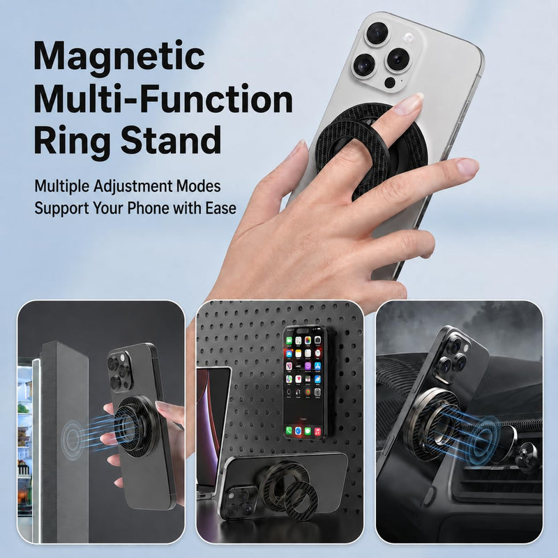 for Magsafe Magnetic Phone Grip Stand for Samsung Galaxy S26Ultra S25 | Dual-Sided MagSafe Ring Holder Gym Finger Magnet Kickstand for iPhone 17 16 15 Pro Max, Samsung Z Fold 8 Ultra 7 Z Flip 8 7