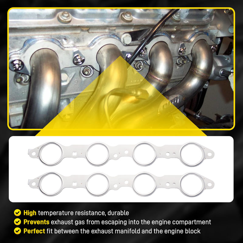 12617944 LS MLS Exhaust Manifold Gasket & Bolts Kit Compatible with GMC Sierra Yukon, Chevy Silverado 1500 Suburban LS Header Gasket LS1 LS2 LS3 LS6 LQ4 LQ9 LM7 4.8L 5.3L 5.7L 6.0L 6.2L OEM# 12558573