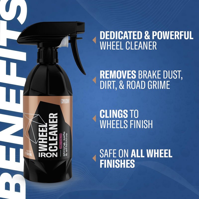 GYEON Iron Wheel Cleaner Redefined – Acid-Free Gel Formula for Brake Dust & Iron Removal – Safe on All Wheel Finishes and Rim Types – Professional Grade Wheel Cleaning Spray 500ml