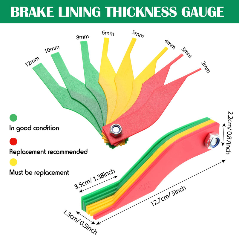 Tire Tread Depth Gauge Brake Lining Gauge Set Color Coded Tire Brake Lining Thickness Automotive Pad Measure Ruler Tool(30 Pcs) 30