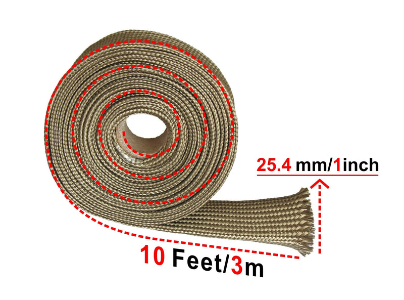 Heat Shield Sleeve Fuel Line Heat Shield Auto Hose Spark Plug Wire Cover Protectors Boots Roll 2500 Degree for Car&Auto Wire Loom Brake Cable (1" IDX10', Titanium) 1" IDX10'