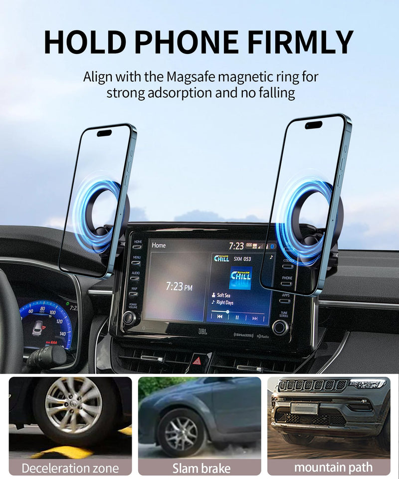 Car Phone Holder for Toyota Corolla 2020-2026/Corolla Cross 22-26,8" Screen | Magsafe Accessories Magnetic Cell Phone Mount Clip Compatible with iPhone, 3D fit Stable Dashboard Navigation Bracket Stand Double MagSafe