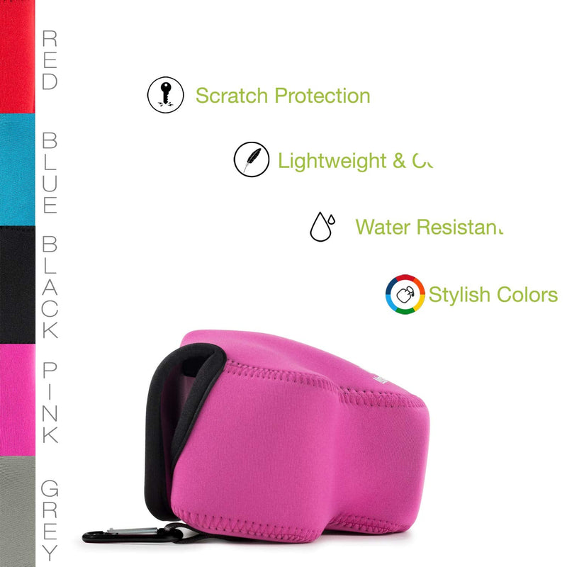 MegaGear ''Ultra Light'' Neoprene Camera Case Bag with Carabiner for Nikon COOLPIX B500 Digital Camera (Hot Pink) Hot Pink