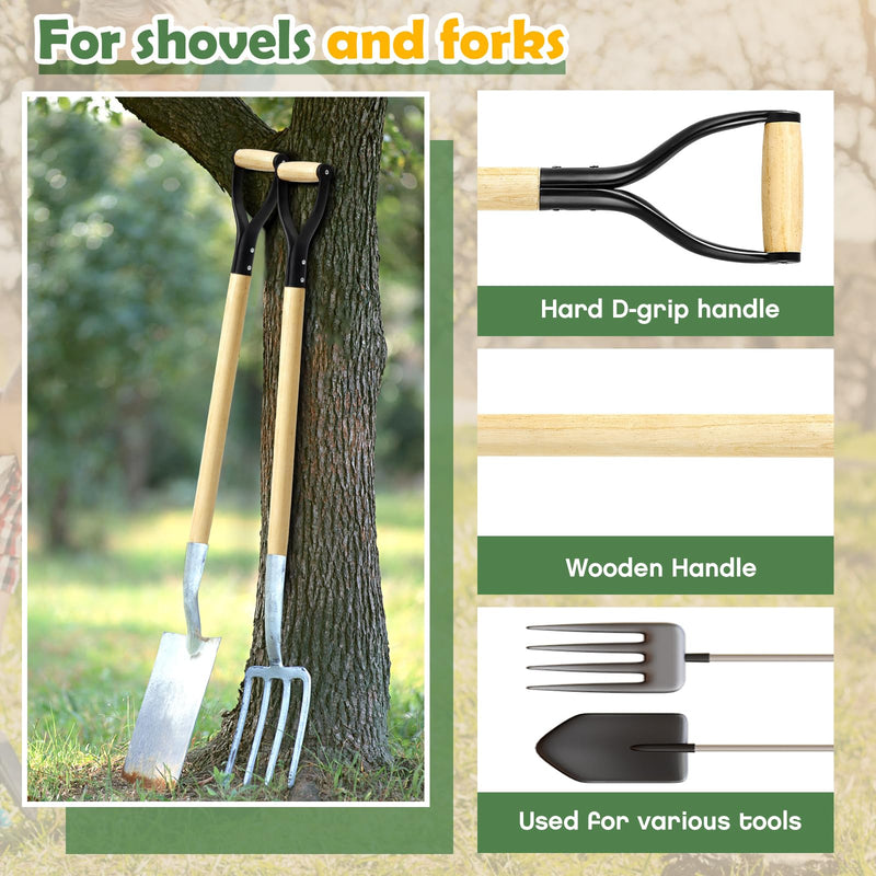1 Pcs Pitchfork Spading Handle Replacement 30 Inch Wooden Shovel Handle Replacement D Shaped Pitch Fork Handles Tool Accessories for Shovel Scoop Hoe Rake Garden Digging 1