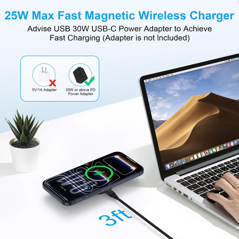 25W Samsung Wireless Charger Fast Charging for Samsung Galaxy Z Fold/Flip8 | Magnetic Magsafe Wireless Charger Pad Station for Galaxy S26 Ultra S26Plus S25 Edge S24FE S23,Google Pixel 10Pro 9A,iPhone 17 1black