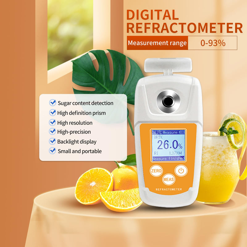 0-93% Brix Meter,Suger Tester,High Range Digital Brix Refractometer with ATC for Honey,Maple Syrup,Fruit,Beverages,Juice,Molasses,Sugary Drink,Suger Content Measurement 0-93%Brix