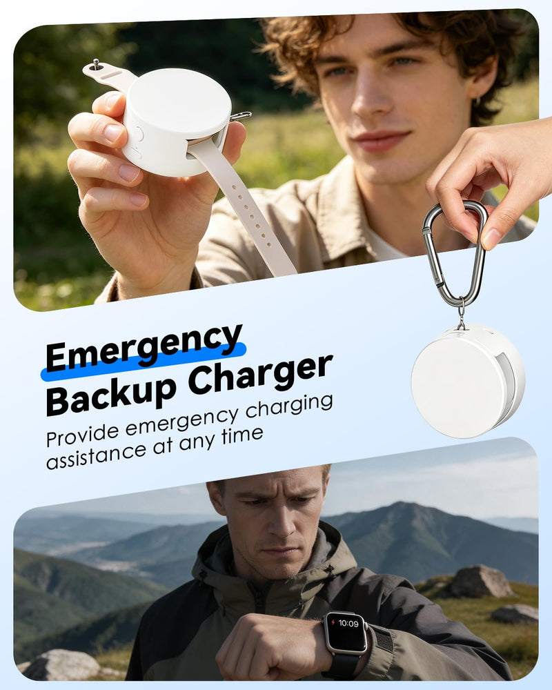 CloudValley Portable Charger for Apple Watch, Enclosed Protective Case, Anti-Drop, Wireless Charging for Apple Watch Ultra2/Ultra/SE2/SE Series 10/9/8/7/6/5/4/3/2/1, for Travel & Keychain