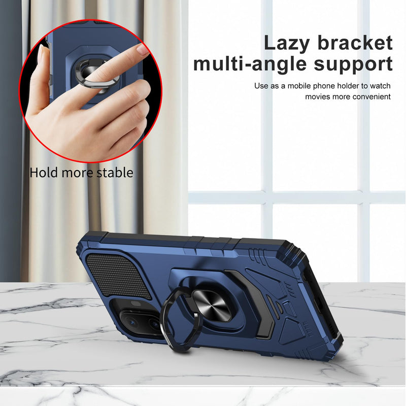 for TCL NXTPAPER 70 Pro Phone Case with Tempered Glass Screen Protector,Military Grade Heavy Duty Shockproof Protective Cover,with Ring Kickstand (Blue) Blue for TCL NXTPAPER 70 Pro