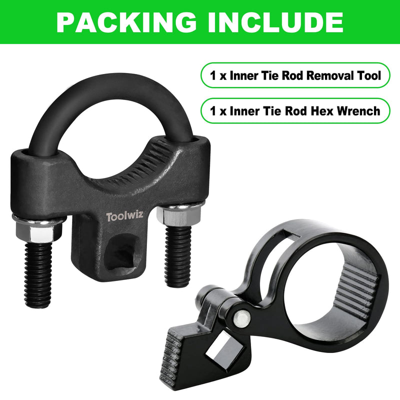 Toolwiz Inner Tie Rod Removal Tool Kit, 3/8'' Universal Low Profile Tool and Inner Tie Rod Hex Wrench Repair Remover 27-42mm End Wrench for 1/2" Square Drive, 2pcs for Most Cars Repair
