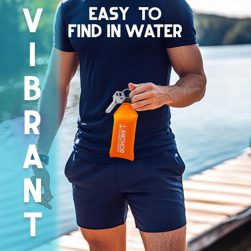 Floating Keychain Waterproof – XL Size – Floats 12 Keys – Bright Visibility Green and Orange