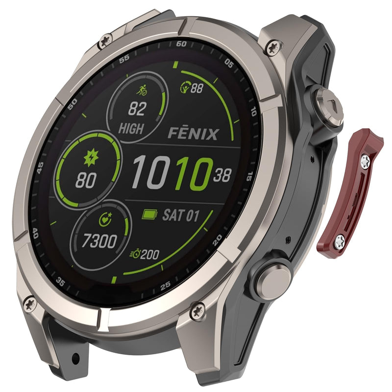 Anti-Collision Strip Compatible with Garmin Fenix 8, Tactix 8, Quatix 8, Fenix 8 Pro 47mm & 51mm Smartwatch Replacement Bezel Frame Protector, with Screwdriver & Screws (Wine Red, 47mm) Wine Red