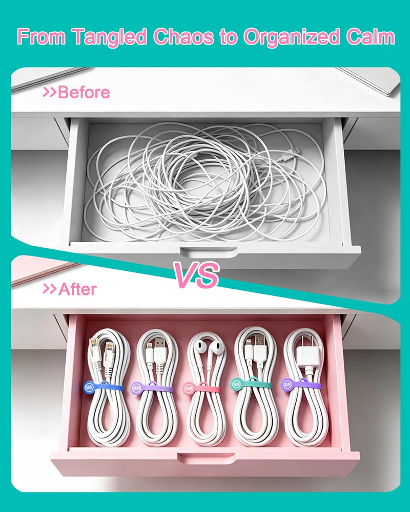 Magnetic Cord Organizer Cable Cord Organizer Magnet Clips Design Patented Silicone Twist Tie Strap Holder Cord Wrap Keepers Reusable Multi-Purpose Home Office School Gifts 10 Pack Mermaid Mermaid