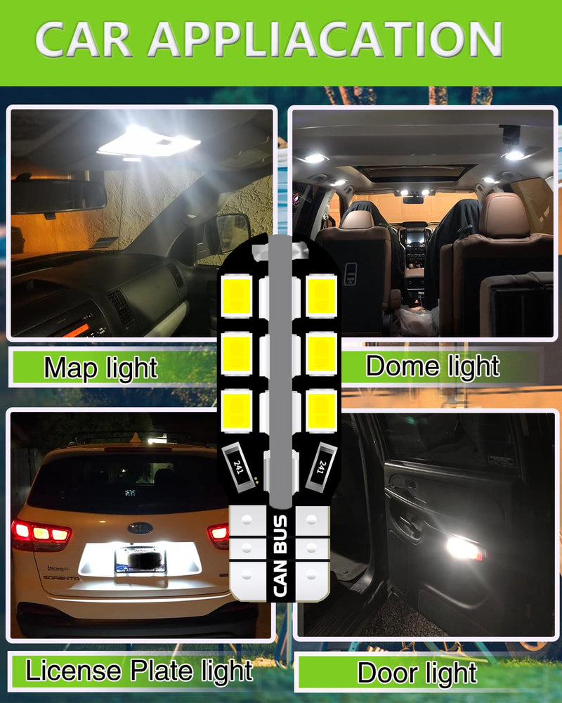 UNXMRFF T10 921 LED Bulbs White 922 912 194 LED Bulb 24-SMD Camper Light Bulbs for 12V RV Light Bulbs, Travel Trailer RV Interior Ceiling Dome Lights, Car Map lights, Dome lights, (Pack of 10) 10PCS