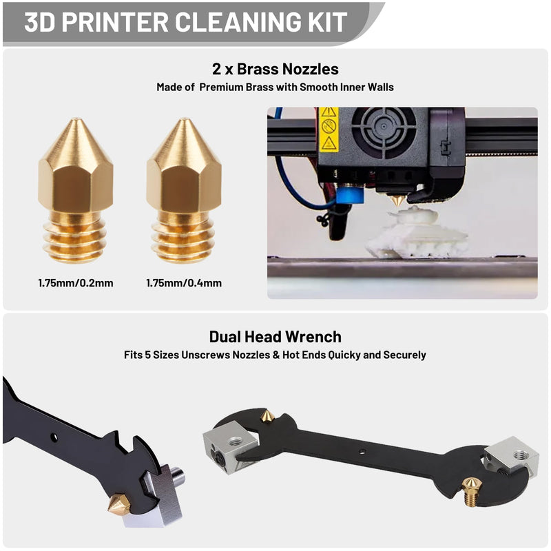 3D Printing Tool Set, 58Pcs 3D Printer Accessories with Deburring Tools, Removal Scrapers, Blades, Pliers, Wrenches, Brushes, Suitable for 3D Printed Finishing, Deburring and Cleaning