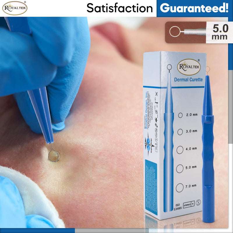 Sterile Disposable Dermal Curettes, Easy Peel Packing - Box of 10 (5.00 mm) 5.00 mm
