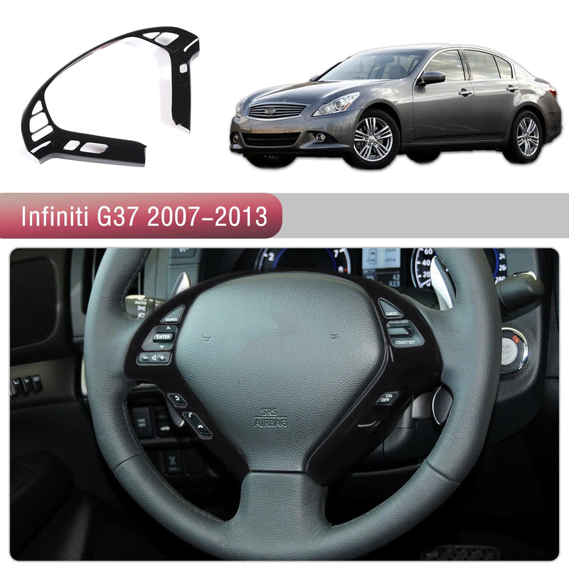 Car Button Frame Cover Trim Compatible with Infiniti G37 2007-2013, Car Panel Protection Frame Trim Decoration Accessories (Glossy Black) glossy black