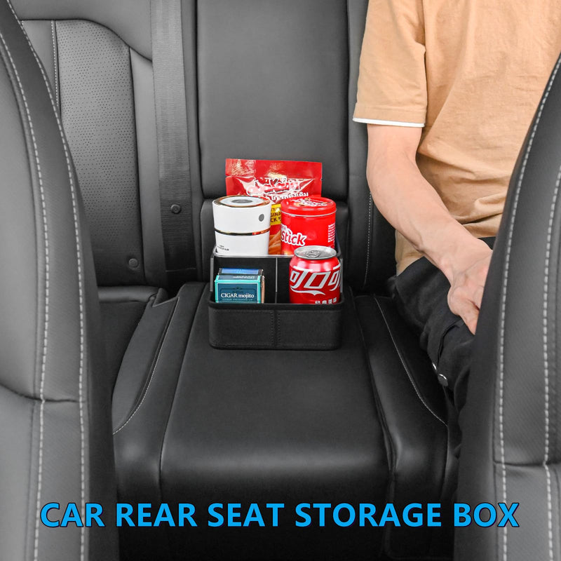 Car Storage Organizer Between Seats,Center Console Armrest Storage Box Back Seat Organizer with Small Compartment Car Interior Storage Box,Cup Holder Tray with Non-slip Mat(Black) Black