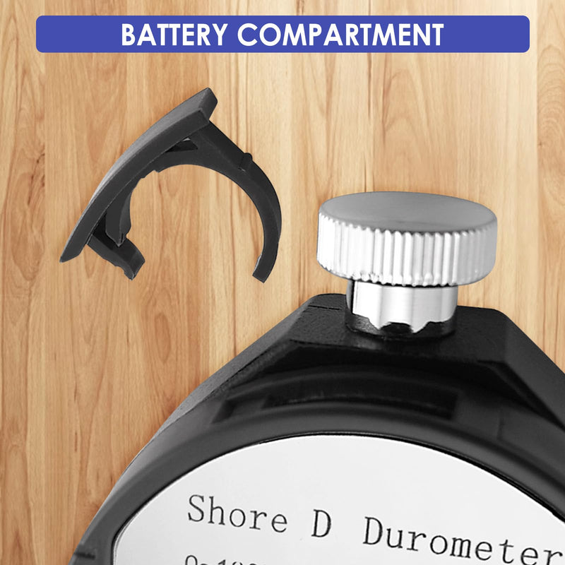 Shore D Hardness Tester Meter Portable 0-100HD Digital Durometer D for Rubber, Tire, Plastic, Thermal Plastic, Flooring, Bowling Ball with Large LCD Display Black