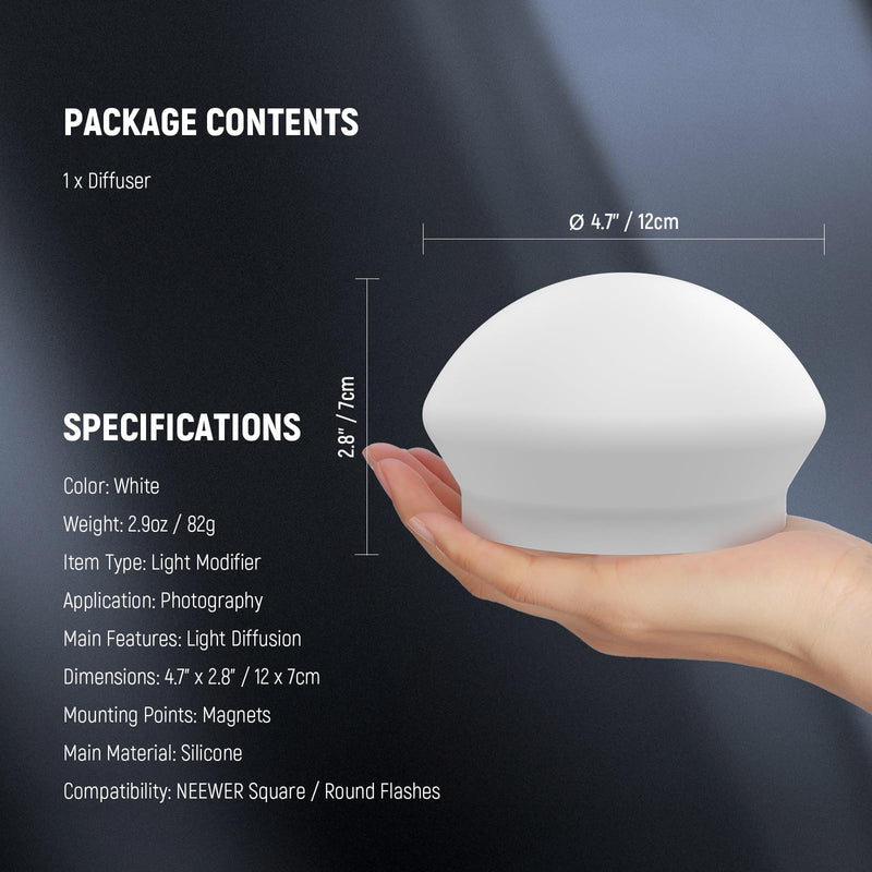 NEEWER CRS9 Silicone Flash Diffuser, Magnetic Light Modifier Shaper Softbox for NEEWER NW620 NW700 NW760 Z880 Z760 Square Head & Z1 Z2 Round Head Speedlite, Adapter Rings Sold Separately