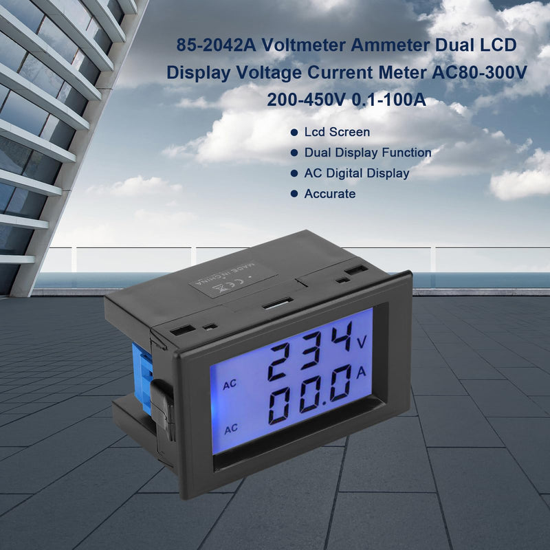 Digital Voltmeter Ammeter LCD Voltage Current Meter AC 80-300V 200-450V 0.1-100A with Current Transformer