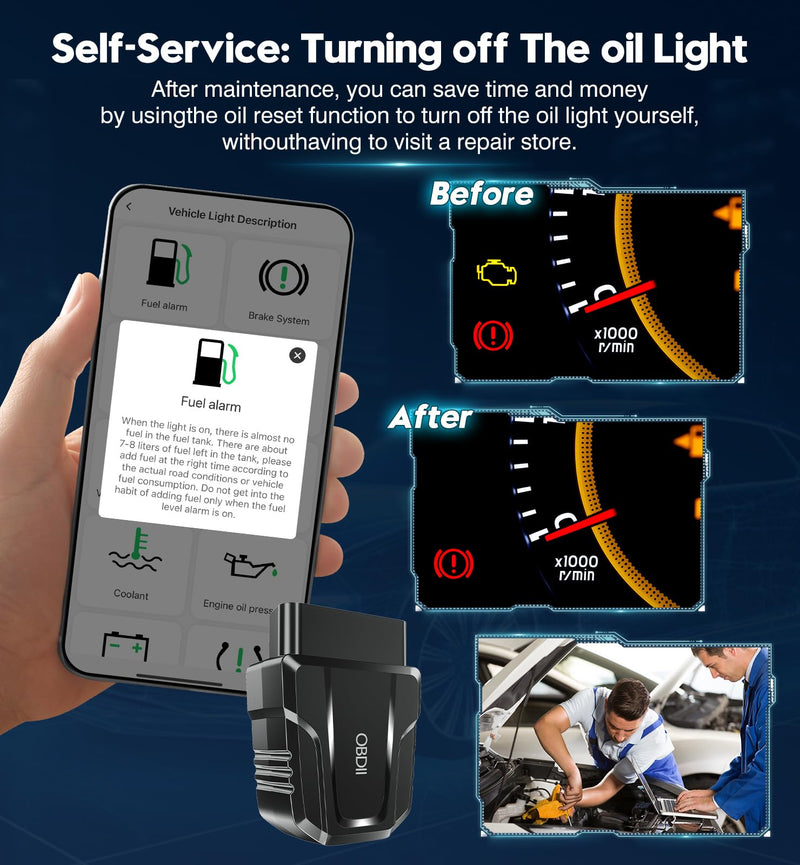 OBD2 Scanner Reader Bluetooth Wireless Auto Diagnostic Scan Tool for iOS & Android for Performance Test Bluetooth 5.4 Car Check Engine Car Code Reader, Clear Error Code Live Data Reset Exclusive APP black