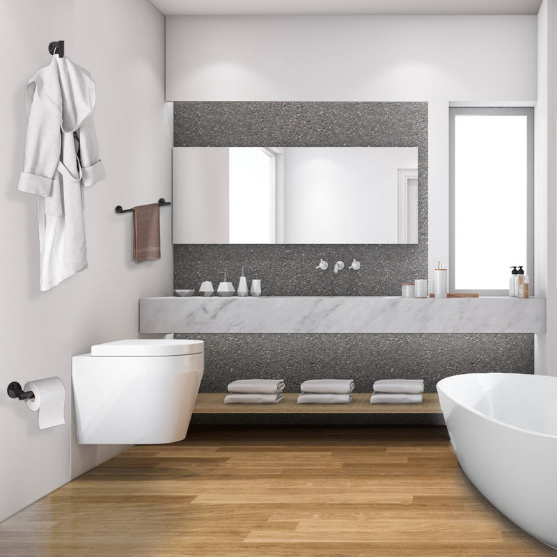 3-Pieces Bathroom Accessories Kit, Matte Black Bathroom Hardware SUS304 Stainless Steel Wall Mounted-Includes 12" Hand Towel Bar, Toilet Paper Holder, Robe Towel