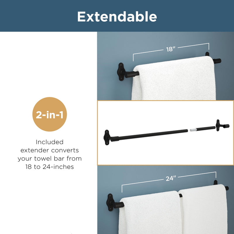 Franklin Brass Woodruff 4-Piece Bathroom Set Polished Chrome 18" + 6" Towel Rack, Toilet Paper Holder, Hand Towel Holder, Hook | 4-Piece Bath Hardware Accessories Set WDRF64-PC
